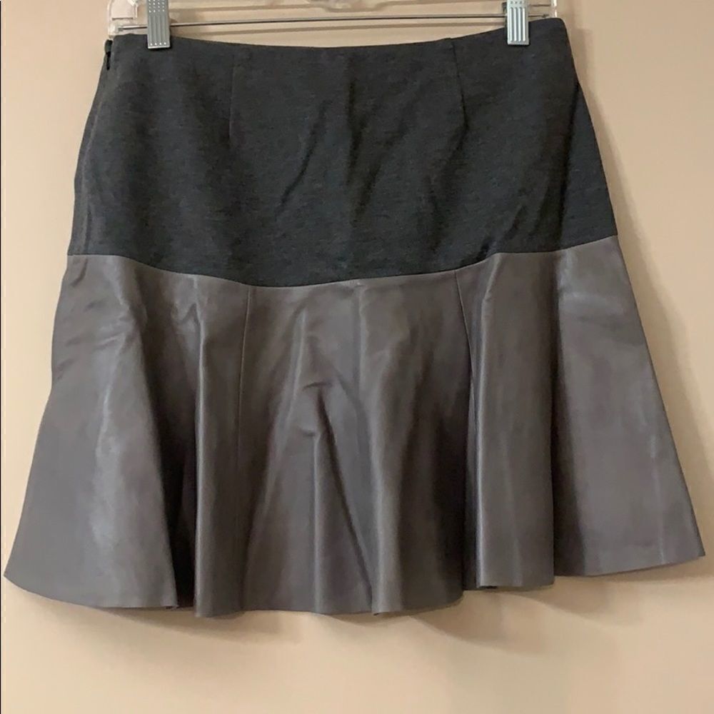 Hinge Gray Fit & Flare Mini Skirt Leather S - Picture 3 of 7